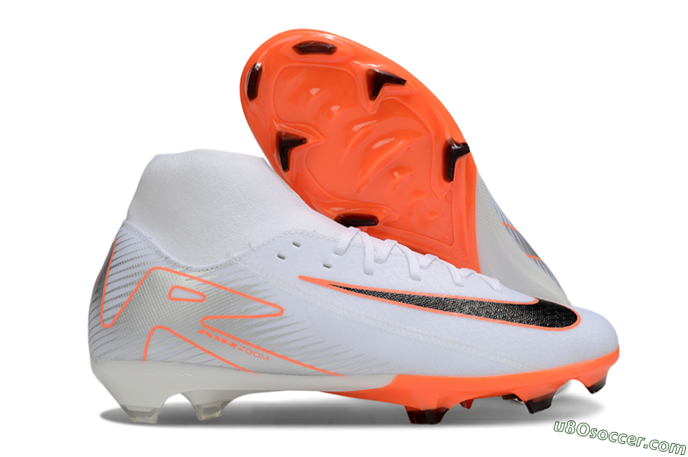 Nike Air Zoom Mercurial Superfly 10 Academy FG Firm Ground Soccer Cleats - White/Black/Orange/Silver 1