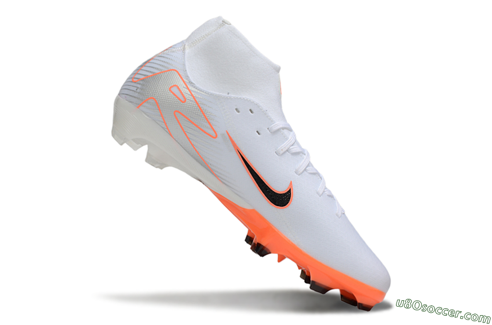 Nike Air Zoom Mercurial Superfly 10 Academy FG Firm Ground Soccer Cleats - White/Black/Orange/Silver 4