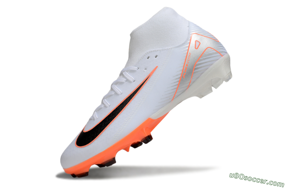 Nike Air Zoom Mercurial Superfly 10 Academy FG Firm Ground Soccer Cleats - White/Black/Orange/Silver 5