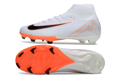 Nike Air Zoom Mercurial Superfly 10 Academy FG Firm Ground Soccer Cleats - White/Black/Orange/Silver