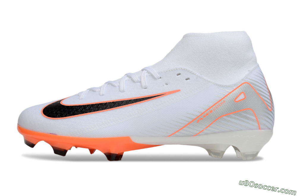 Nike Air Zoom Mercurial Superfly 10 Academy FG Firm Ground Soccer Cleats - White/Black/Orange/Silver 2