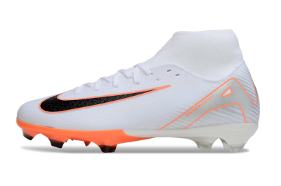 Nike Air Zoom Mercurial Superfly 10 Academy FG Firm Ground Soccer Cleats - White/Black/Orange/Silver