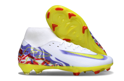 Nike Air Zoom Mercurial Superfly 10 Academy FG Firm Ground Soccer Cleats - White/Purple/Yellow/Red