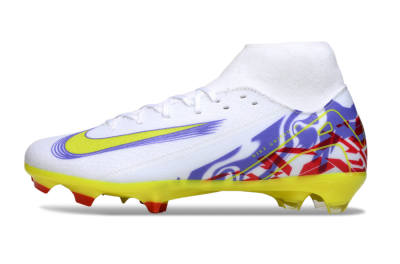 Nike Air Zoom Mercurial Superfly 10 Academy FG Firm Ground Soccer Cleats - White/Purple/Yellow/Red