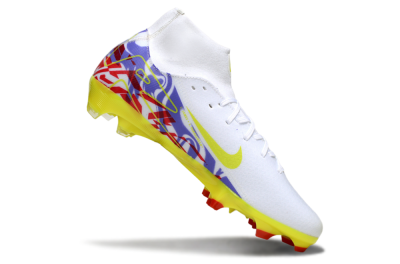 Nike Air Zoom Mercurial Superfly 10 Academy FG Firm Ground Soccer Cleats - White/Purple/Yellow/Red
