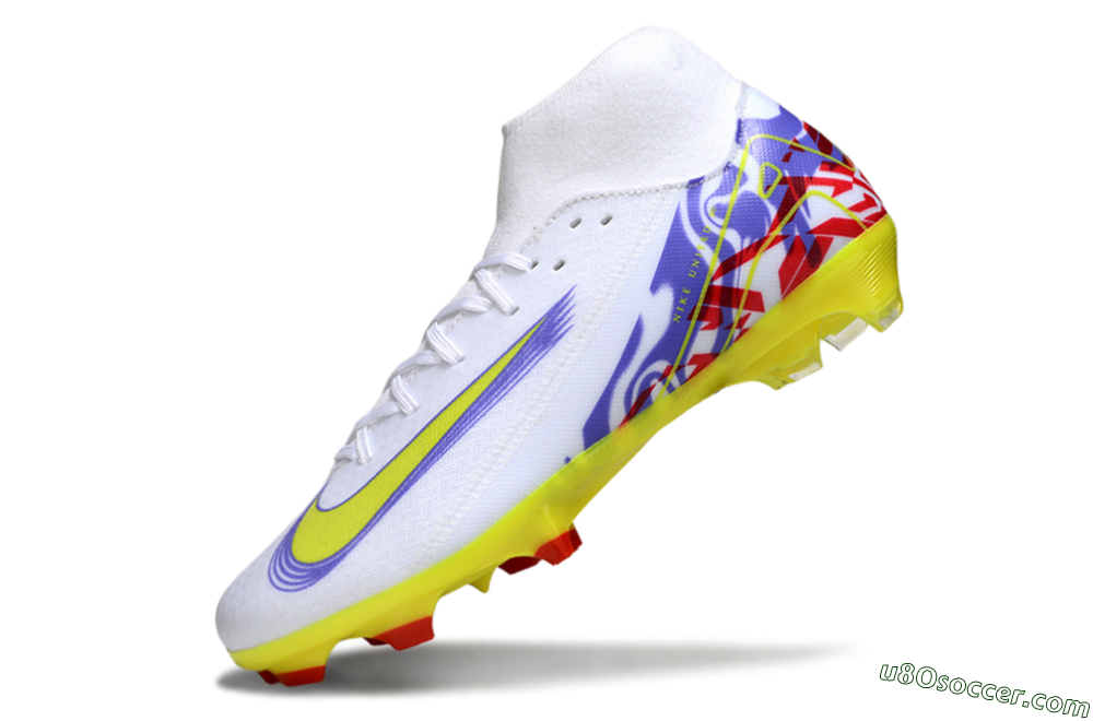 Nike Air Zoom Mercurial Superfly 10 Academy FG Firm Ground Soccer Cleats - White/Purple/Yellow/Red 5