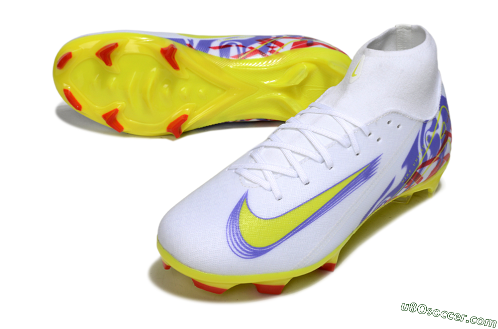 Nike Air Zoom Mercurial Superfly 10 Academy FG Firm Ground Soccer Cleats - White/Purple/Yellow/Red 3