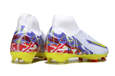 Nike Air Zoom Mercurial Superfly 10 Academy FG Firm Ground Soccer Cleats - White/Purple/Yellow/Red