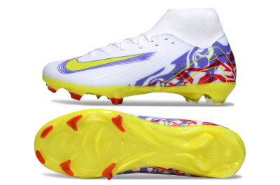 Nike Air Zoom Mercurial Superfly 10 Academy FG Firm Ground Soccer Cleats - White/Purple/Yellow/Red