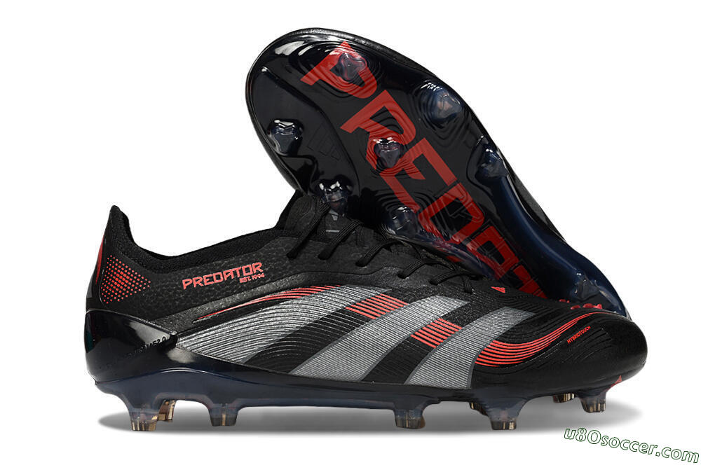 Adidas Predator 25 Elite FG Firm Ground Soccer Cleats - Black/Grey/Red 1