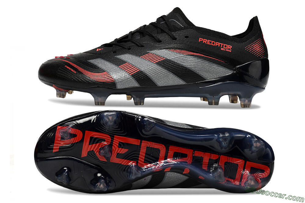 Adidas Predator 25 Elite FG Firm Ground Soccer Cleats - Black/Grey/Red 0