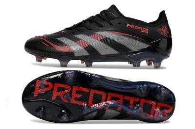 Adidas Predator 25 Elite FG Firm Ground Soccer Cleats - Black/Grey/Red
