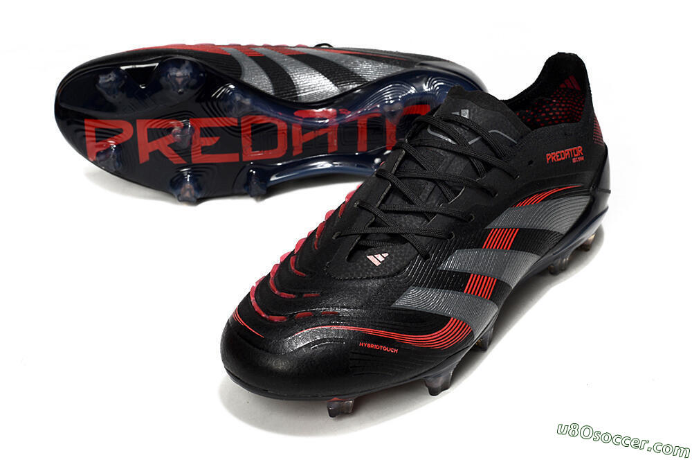 Adidas Predator 25 Elite FG Firm Ground Soccer Cleats - Black/Grey/Red 3