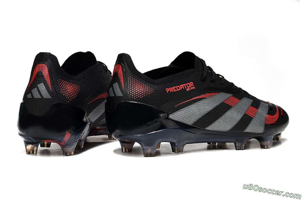 Adidas Predator 25 Elite FG Firm Ground Soccer Cleats - Black/Grey/Red 6