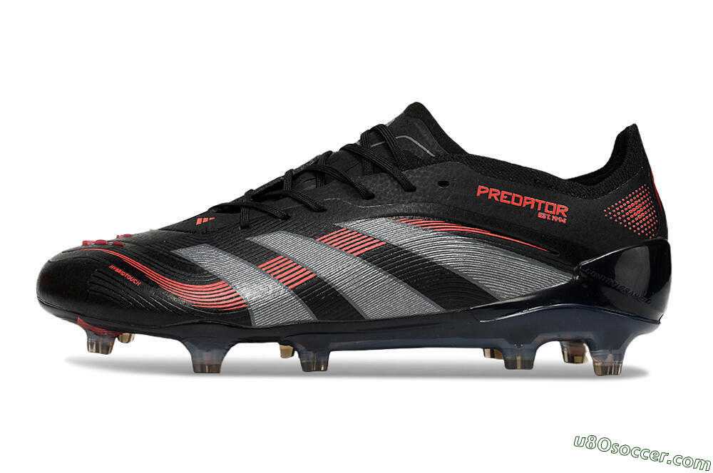 Adidas Predator 25 Elite FG Firm Ground Soccer Cleats - Black/Grey/Red 2