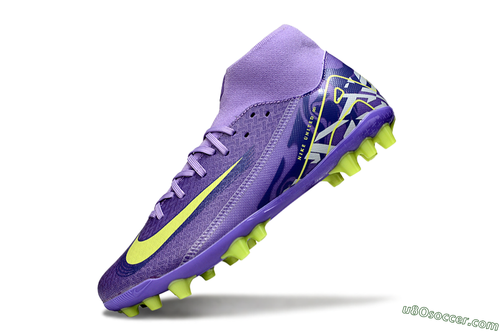 Nike Air Zoom Mercurial Superfly 10 Academy AG Artificial Grass Soccer Cleats - Purple/Yellow/White 5