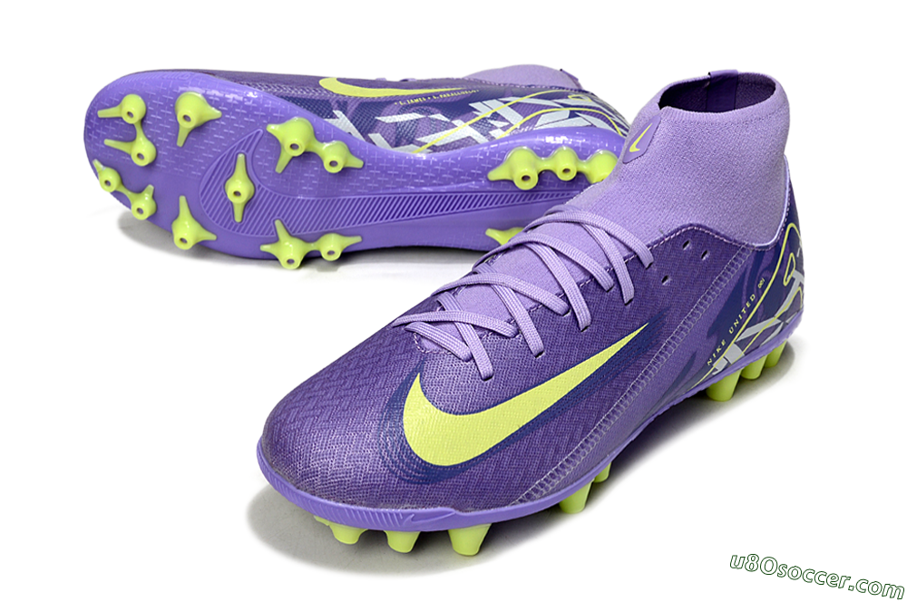Nike Air Zoom Mercurial Superfly 10 Academy AG Artificial Grass Soccer Cleats - Purple/Yellow/White 3