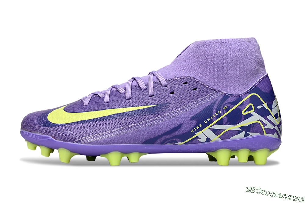 Nike Air Zoom Mercurial Superfly 10 Academy AG Artificial Grass Soccer Cleats - Purple/Yellow/White 2