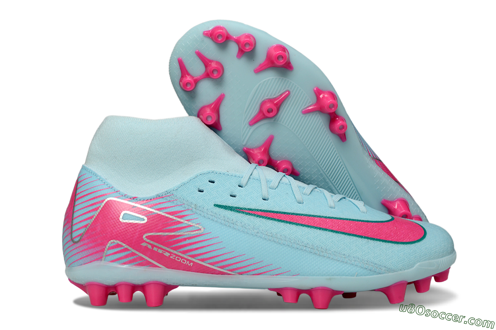 Nike Air Zoom Mercurial Superfly 10 Academy AG Artificial Grass Soccer Cleats - Jade/Pink/Silver 1