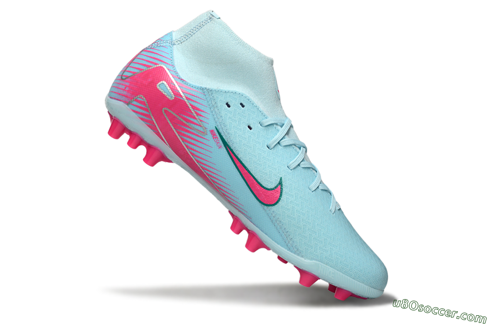 Nike Air Zoom Mercurial Superfly 10 Academy AG Artificial Grass Soccer Cleats - Jade/Pink/Silver 4