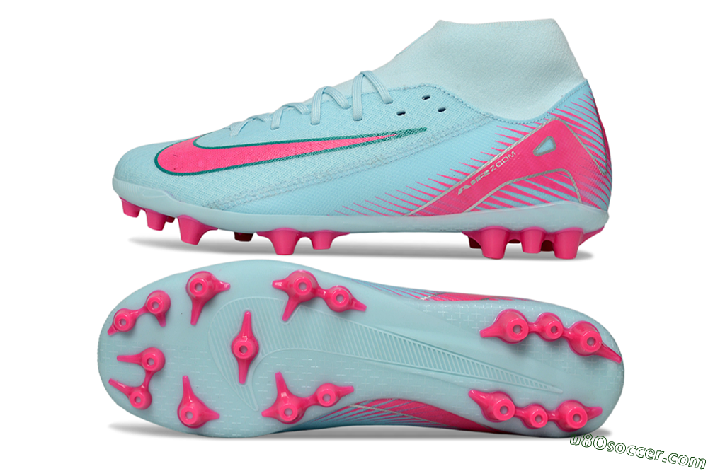 Nike Air Zoom Mercurial Superfly 10 Academy AG Artificial Grass Soccer Cleats - Jade/Pink/Silver 0