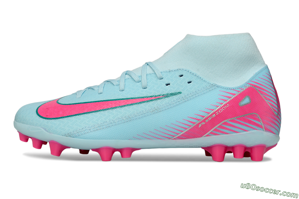 Nike Air Zoom Mercurial Superfly 10 Academy AG Artificial Grass Soccer Cleats - Jade/Pink/Silver 2