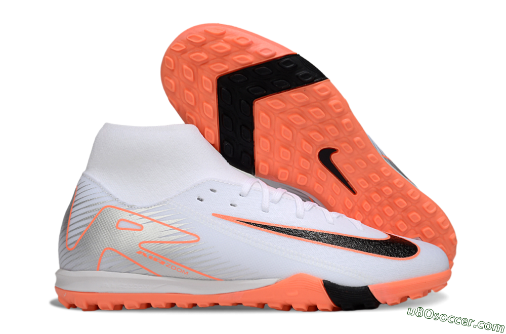 Nike Air Zoom Mercurial Superfly 10 Academy TF Artificial Turf Soccer Shoes - White/Black/Orange/Silver 1
