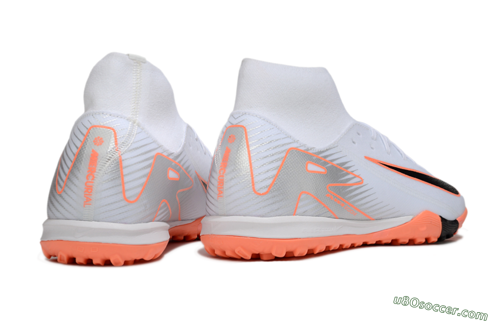 Nike Air Zoom Mercurial Superfly 10 Academy TF Artificial Turf Soccer Shoes - White/Black/Orange/Silver 6