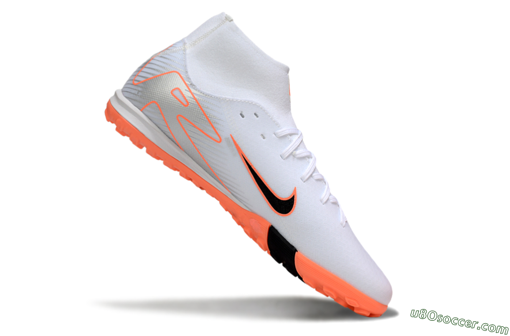 Nike Air Zoom Mercurial Superfly 10 Academy TF Artificial Turf Soccer Shoes - White/Black/Orange/Silver 4
