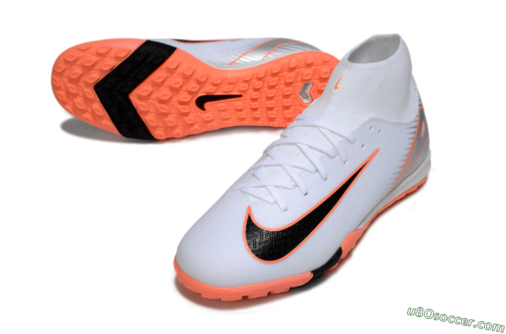 Nike Air Zoom Mercurial Superfly 10 Academy TF Artificial Turf Soccer Shoes - White/Black/Orange/Silver 3