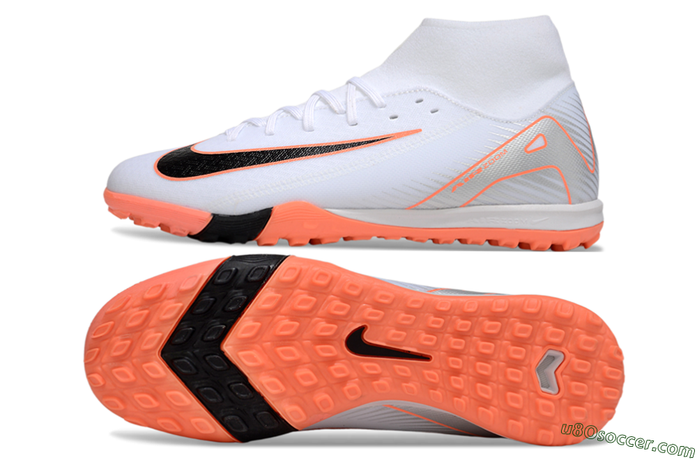 Nike Air Zoom Mercurial Superfly 10 Academy TF Artificial Turf Soccer Shoes - White/Black/Orange/Silver 0