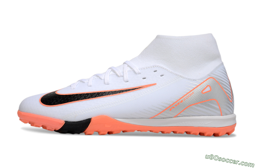 Nike Air Zoom Mercurial Superfly 10 Academy TF Artificial Turf Soccer Shoes - White/Black/Orange/Silver 2