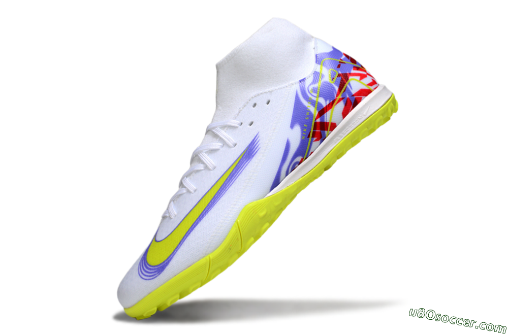 Nike Air Zoom Mercurial Superfly 10 Academy TF Artificial Turf Soccer Shoes - White/Purple/Yellow/Red 5