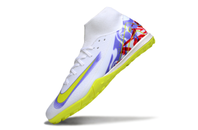 Nike Air Zoom Mercurial Superfly 10 Academy TF Artificial Turf Soccer Shoes - White/Purple/Yellow/Red