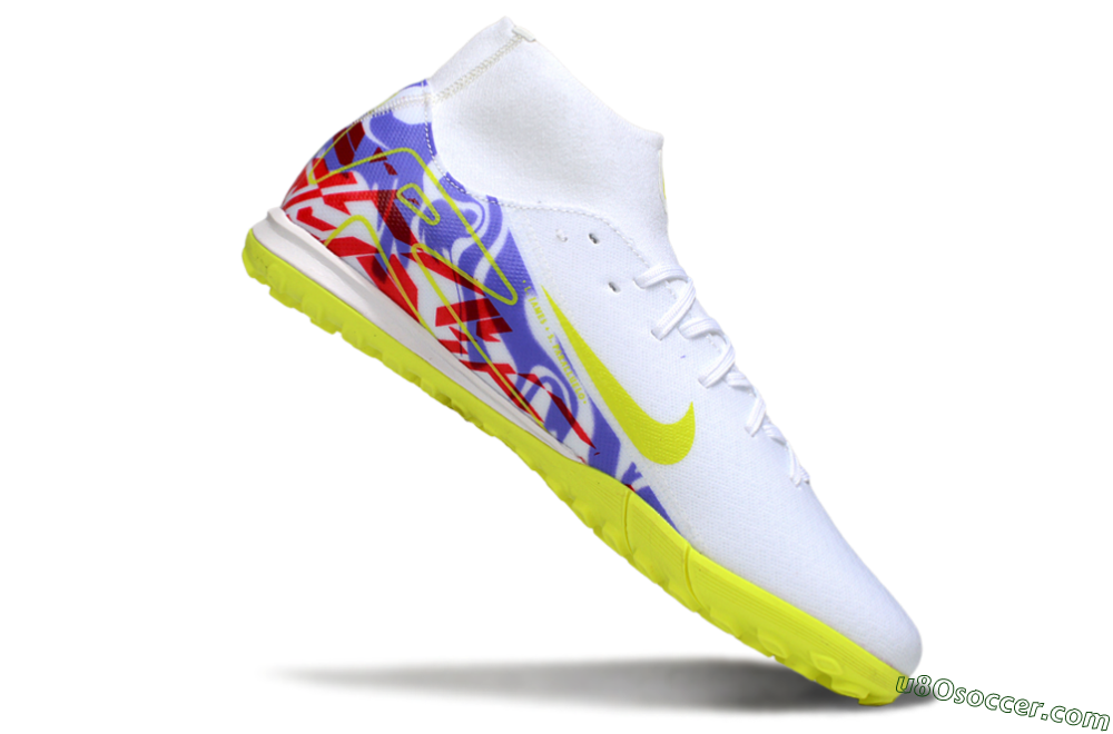Nike Air Zoom Mercurial Superfly 10 Academy TF Artificial Turf Soccer Shoes - White/Purple/Yellow/Red 4
