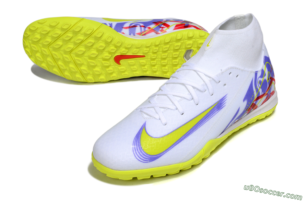 Nike Air Zoom Mercurial Superfly 10 Academy TF Artificial Turf Soccer Shoes - White/Purple/Yellow/Red 3