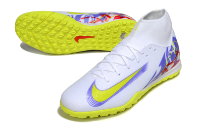 Nike Air Zoom Mercurial Superfly 10 Academy TF Artificial Turf Soccer Shoes - White/Purple/Yellow/Red