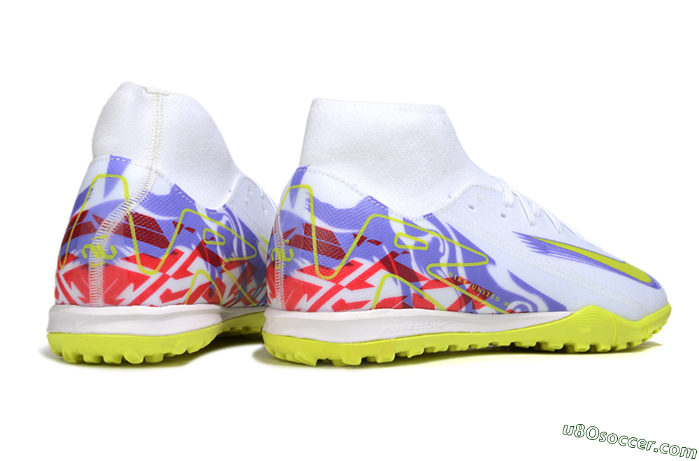 Nike Air Zoom Mercurial Superfly 10 Academy TF Artificial Turf Soccer Shoes - White/Purple/Yellow/Red 6