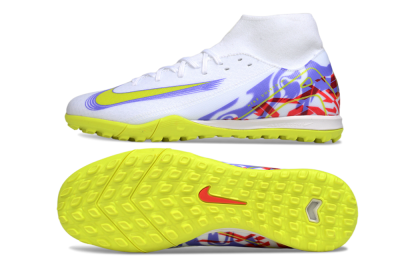 Nike Air Zoom Mercurial Superfly 10 Academy TF Artificial Turf Soccer Shoes - White/Purple/Yellow/Red