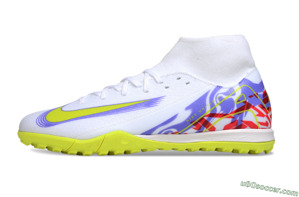 Nike Air Zoom Mercurial Superfly 10 Academy TF Artificial Turf Soccer Shoes - White/Purple/Yellow/Red 2
