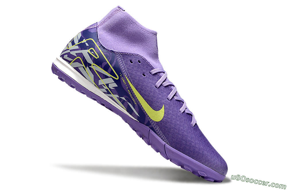 Nike Air Zoom Mercurial Superfly 10 Academy TF Artificial Turf Soccer Shoes - Purple/Yellow/White 4