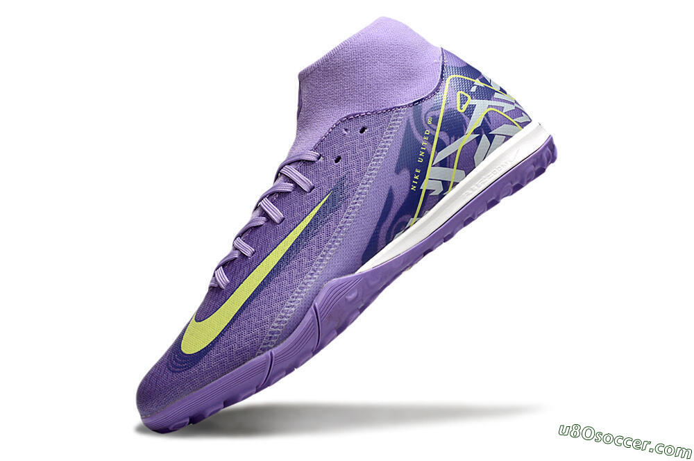 Nike Air Zoom Mercurial Superfly 10 Academy TF Artificial Turf Soccer Shoes - Purple/Yellow/White 5