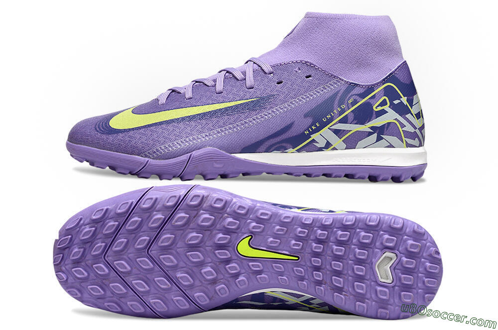 Nike Air Zoom Mercurial Superfly 10 Academy TF Artificial Turf Soccer Shoes - Purple/Yellow/White 0