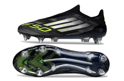 Adidas F50 Elite Laceless SG Soft Ground Soccer Cleats - Black/Silver/Yellow