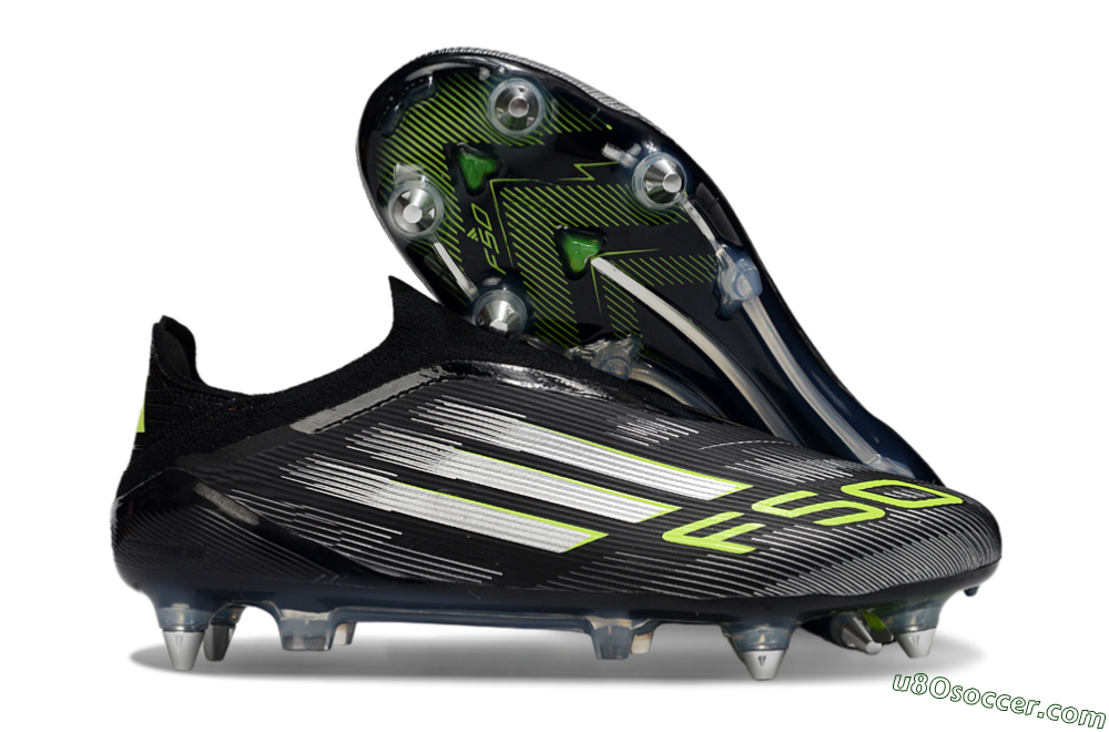 Adidas F50 Elite Laceless SG Soft Ground Soccer Cleats - Black/Silver/Yellow 1