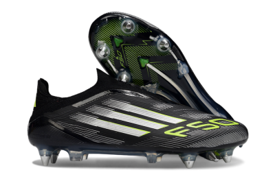 Adidas F50 Elite Laceless SG Soft Ground Soccer Cleats - Black/Silver/Yellow