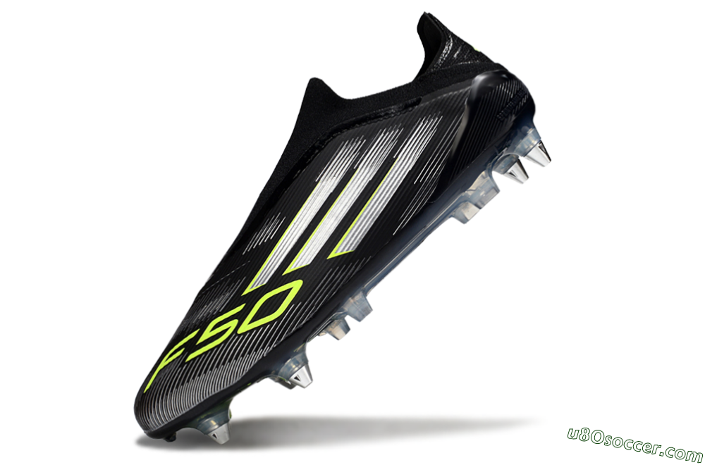 Adidas F50 Elite Laceless SG Soft Ground Soccer Cleats - Black/Silver/Yellow 5