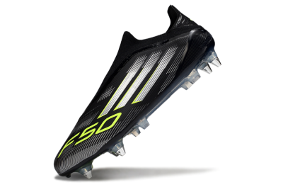Adidas F50 Elite Laceless SG Soft Ground Soccer Cleats - Black/Silver/Yellow
