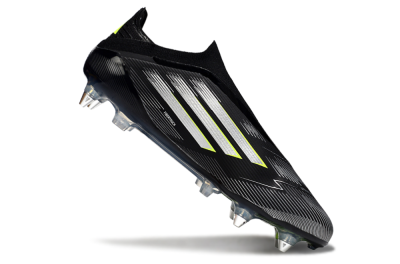 Adidas F50 Elite Laceless SG Soft Ground Soccer Cleats - Black/Silver/Yellow