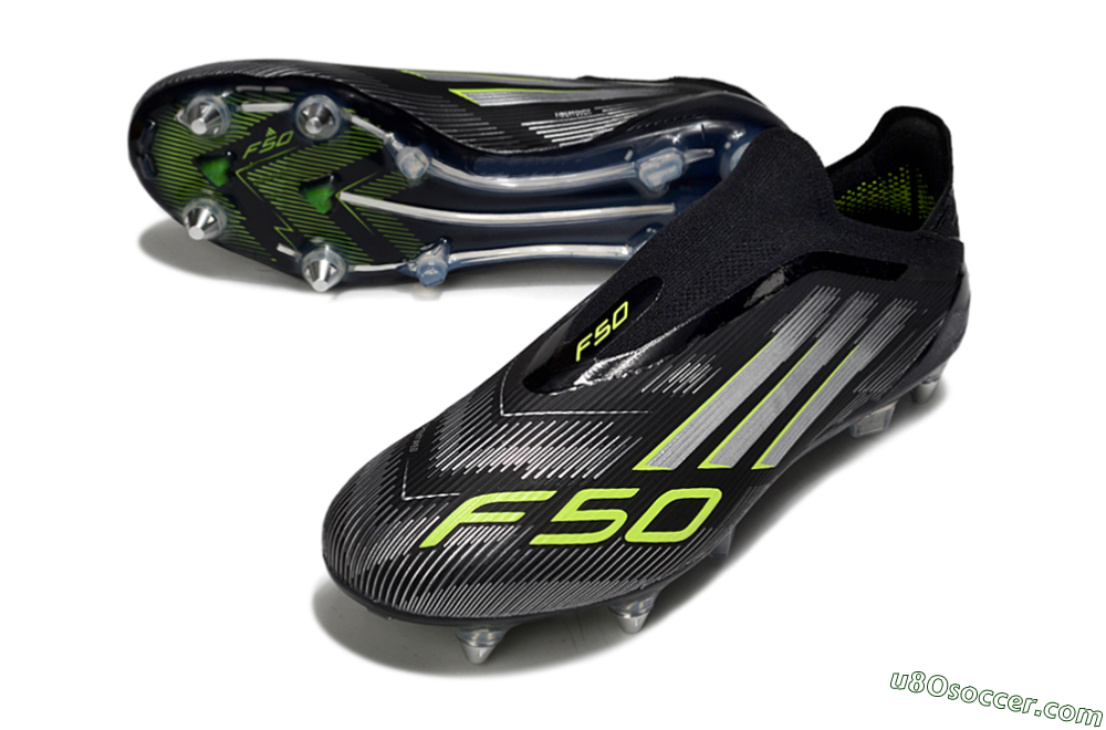 Adidas F50 Elite Laceless SG Soft Ground Soccer Cleats - Black/Silver/Yellow 3